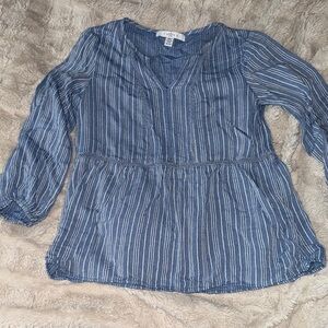 Fever Navy & White Striped V-Neck Peasant Tunic